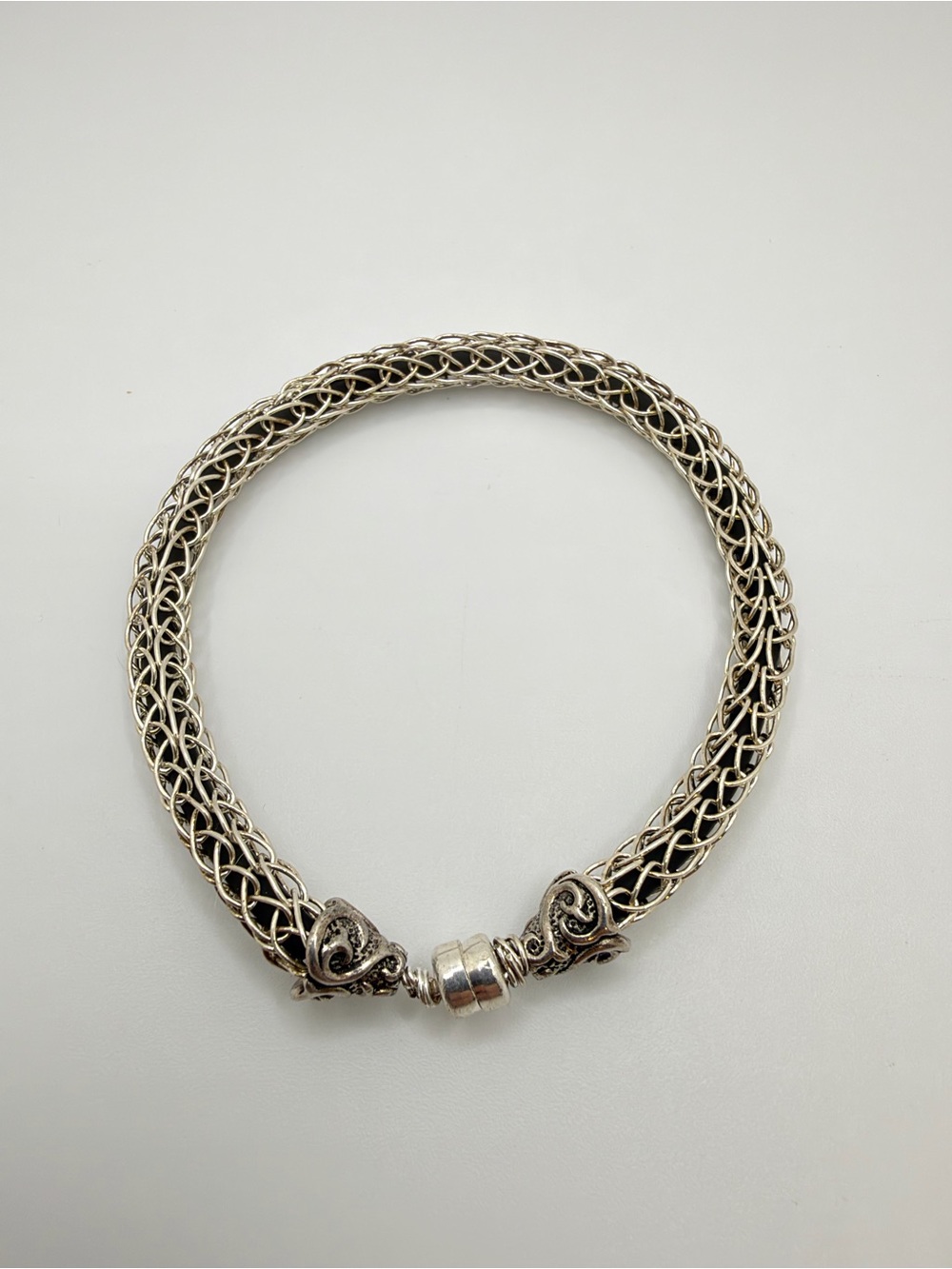 7.25", "Viking Knit Chain" sterling silver bracelet with magnetic clasp!